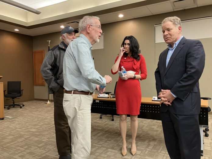 Judge Jennifer Dorow and Justice Dan Kelly chat with guests after the February 14 forum.