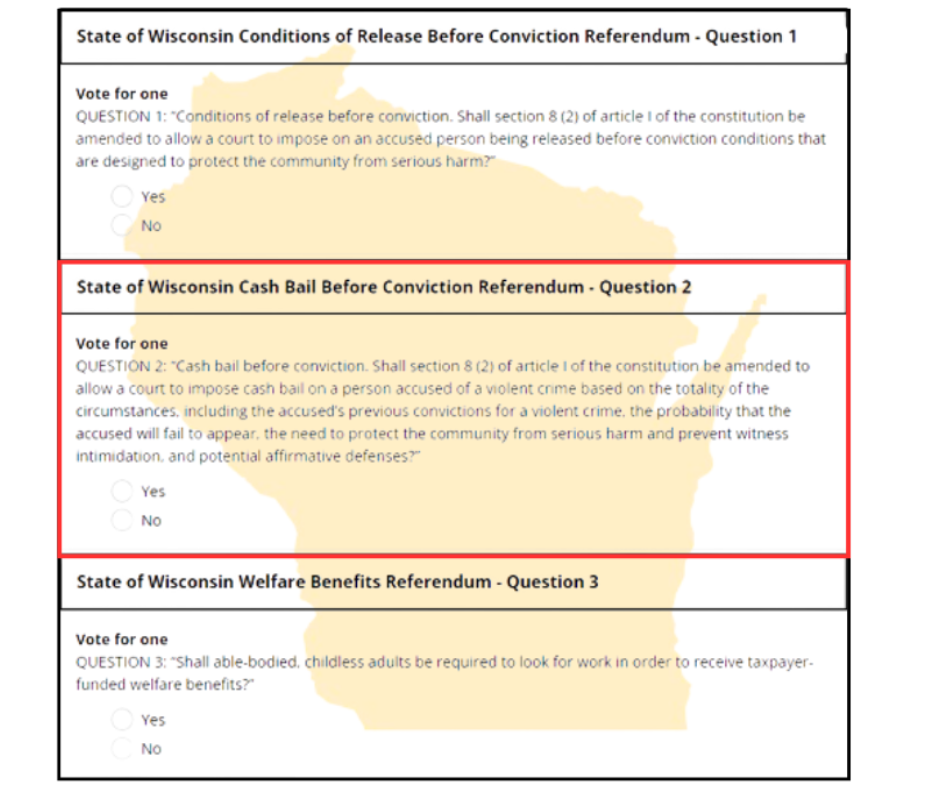 On April 4, Wisconsin voters will consider two amendments to the state constitution addressing bail reform.