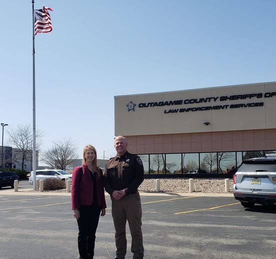 Wisconsin State Rep. Joy Goeben visited with Outagamie County Sheriff Clint Kriewaldt.