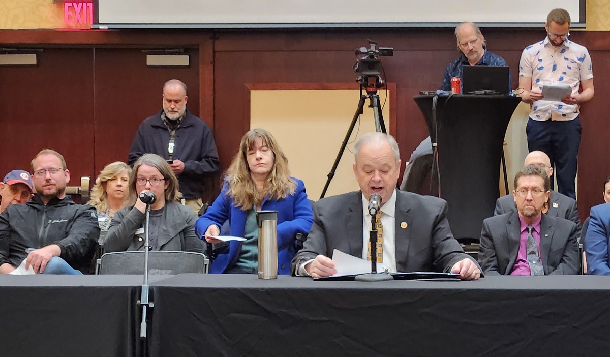 University of Wisconsin-Eau Claire Chancellor James Schmidt addresses the committee.