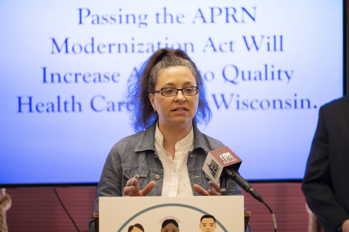 Sen. Rachael Cabral-Guevara during the APRN Press Conference.