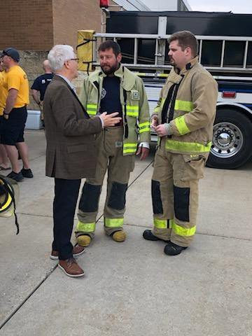 State Rep. Nate Gustafson visited with Fire OPS 101.