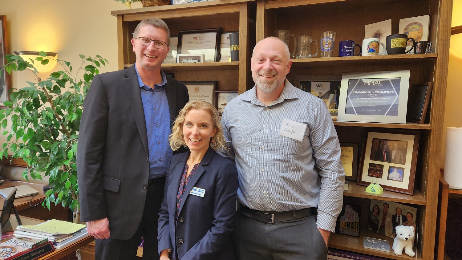 Amy McGowan, Eric Cernjar and John Wyenberg from Fox Cities Habitat for Humanity stopped by the office yesterday.