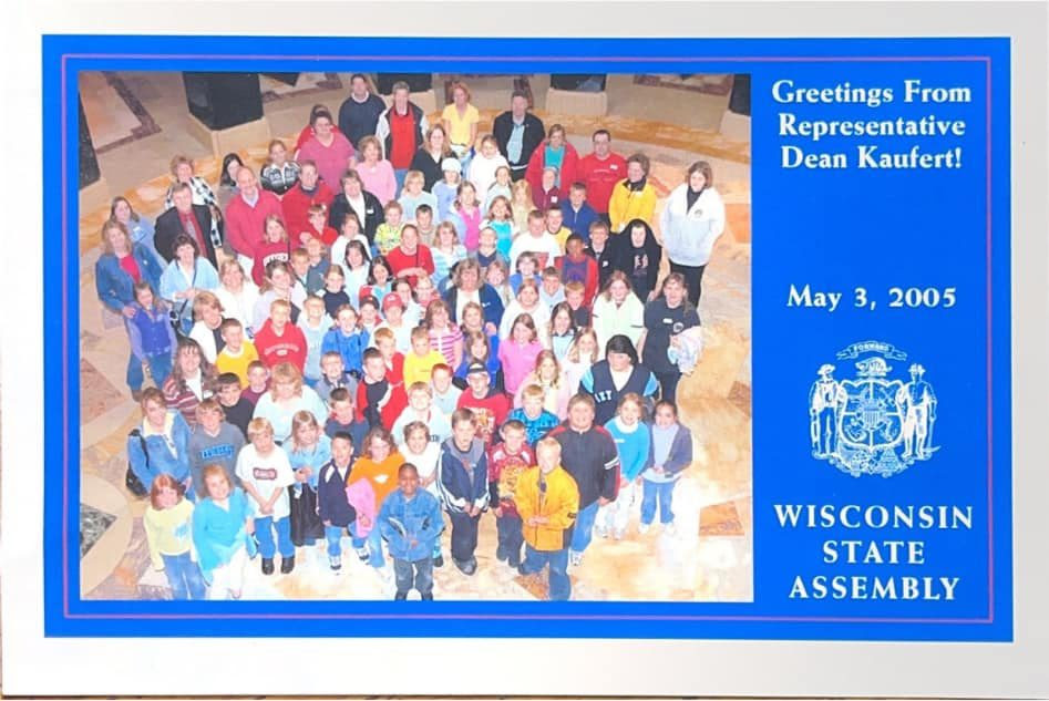 In 2005, State Rep. Nate Gustafson's fourth grade class from Spring Road Elementary School visited the Wisconsin state capitol.