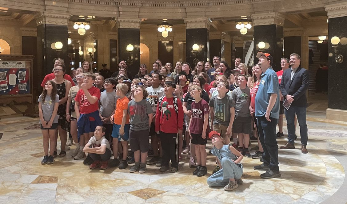 18 years later, in 2023, State Rep. Nate Gustafson welcomed to the Wisconsin state capitol a class of fourth graders from Spring Road Elementary School.