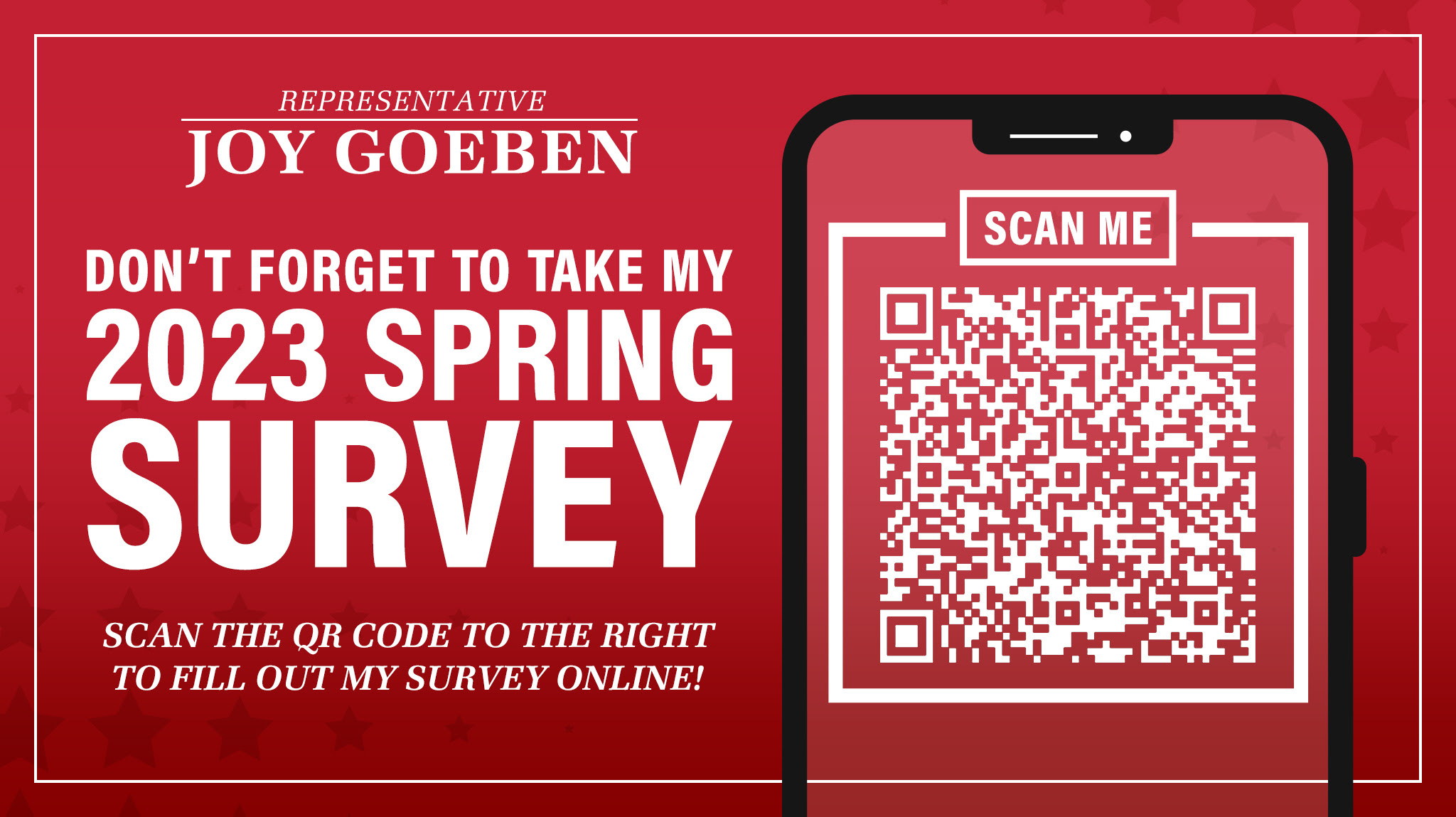 State Rep. Joy Goeben's spring 2023 survey.