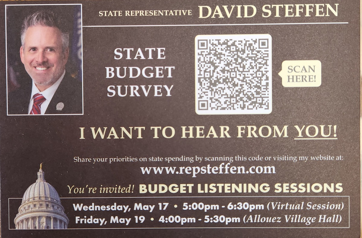 State Rep. David Steffen's 2023 budget survey.