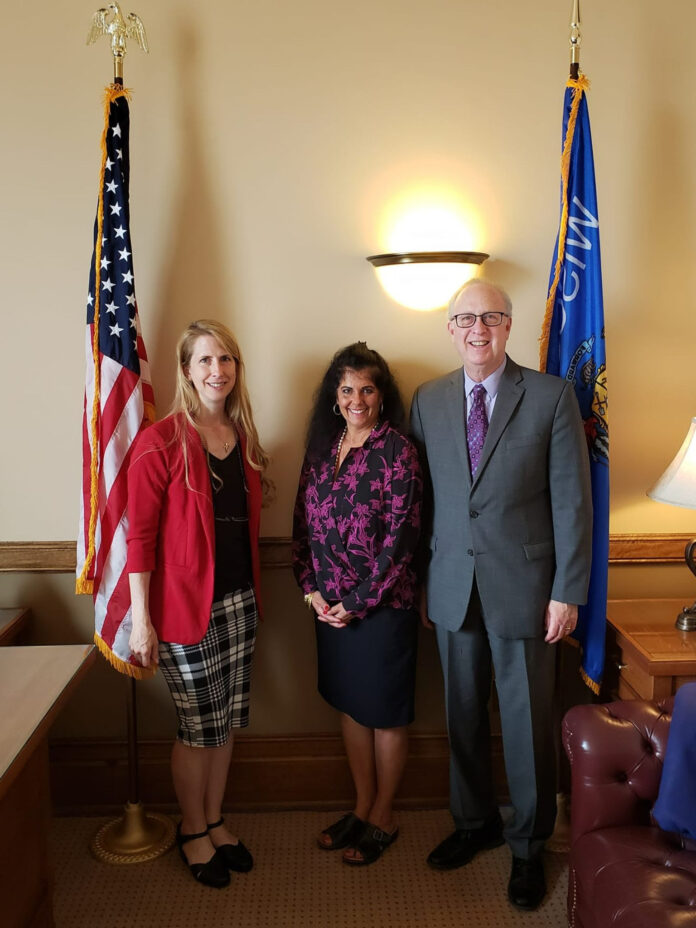 Maria Lasecki and Michael Blumenfeld from the Brown County Child Support Agency visited State Rep. Joy Goeben in Madison.