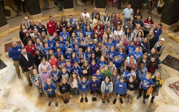 State Rep. Nate Gusatfson welcomed to the State Capitol in Madison 4th graders from Tullar Elementary School.