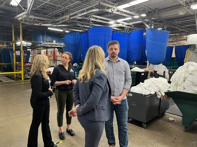 Senator Cabral-Guevara with Reps. Gustafson and Snodgrass at their tour of Gunderson Cleaning in Menasha