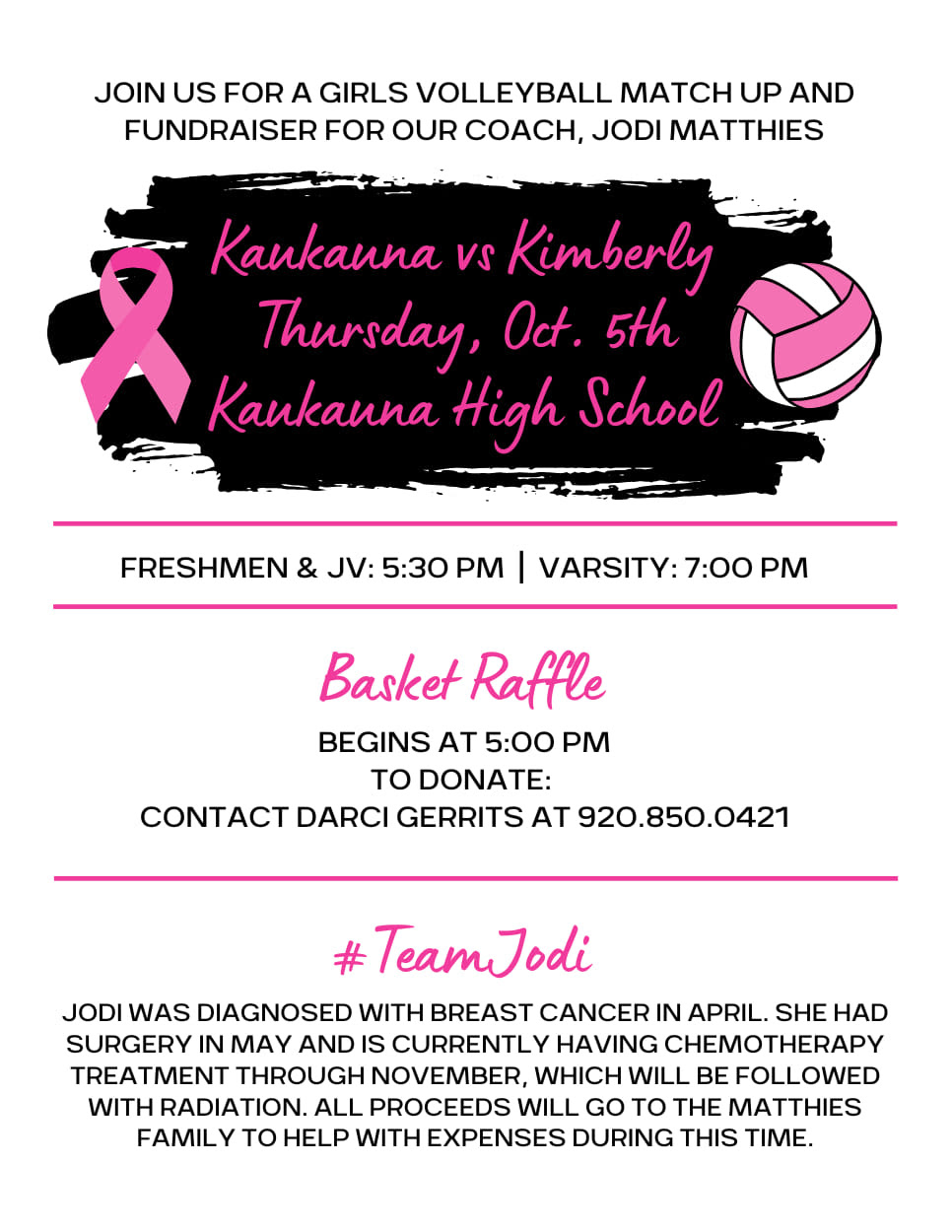 Kaukauna vs. Kimberly volleyball match on Thursday, October 5.