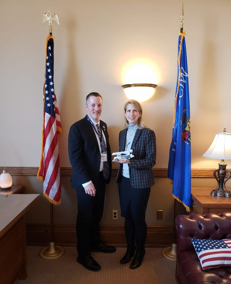 Wisconsin State Rep. Joy Goeben met with a representative of Kaukauna Utilities.