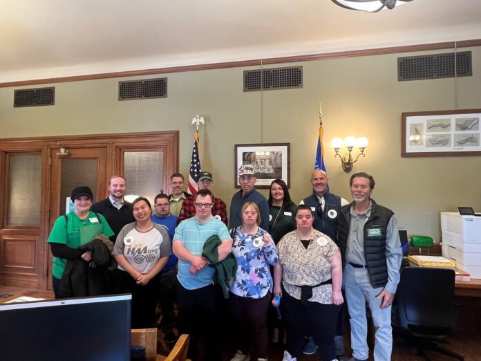 Wisconsin Sen. Rachael Cabral-Guevara's staff with Lakeside Packaging members.