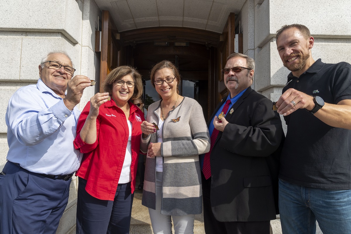 Wisconsin Senator Rachael Cabral-Guevara joined members of the State Assembly and Senate during the Monarch Butterfly Legislative Briefing and release.