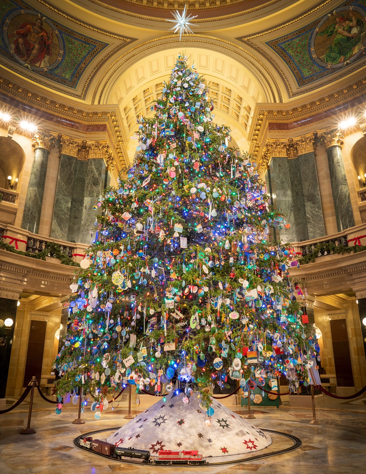 This year's theme for the Wisconsin Capitol Christmas Tree is "175 Years of Wisconsinites." 