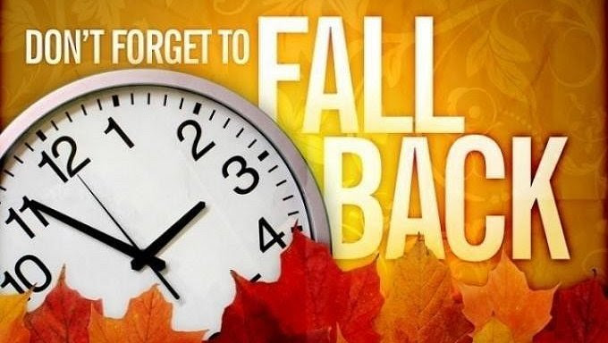 Be sure to set your clocks back one hour this weekend!