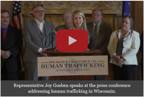 Wisconsin State Rep. Joy Goeben spoke at the press conference against human trafficking.