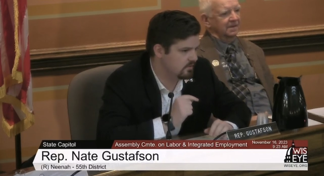 Wisconsin State Rep. Nate Gustafson in session.