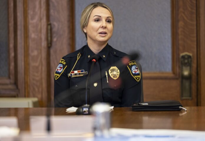 Two Rivers Assistant Police Chief Melissa Wiesner visited the Wisconsin State Capitol to testify on SB 621.