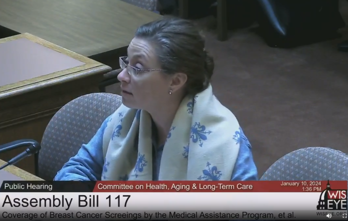 Wisconsin State Sen. Rachael Cabral-Guevara testified in the Assembly Health Committee on Assembly Bill 117, which would expand access to life-saving breast cancer screenings for women.