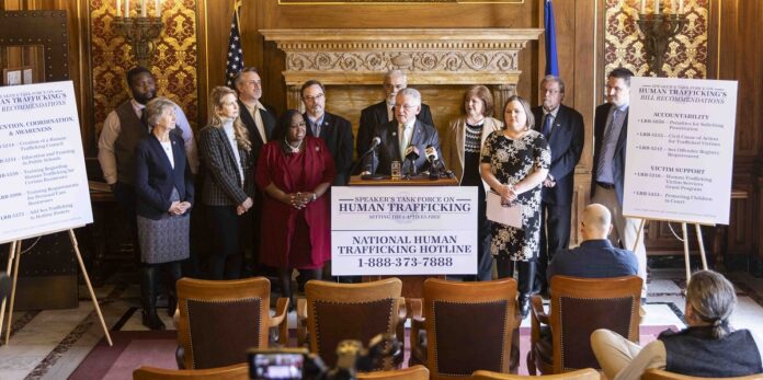 Wisconsin State Rep. David Steffen participated in a press conference for the Speaker's Task Force on Human Trafficking.