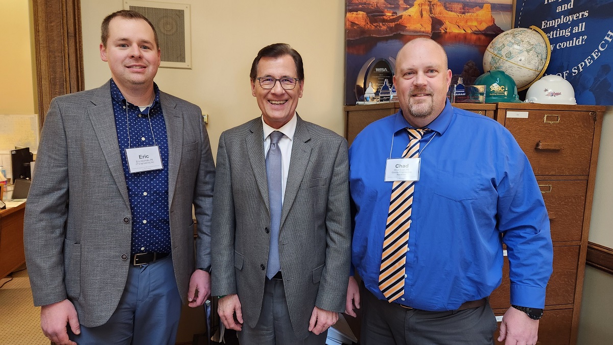 Eric Adamski of Grand Chute and Chad Even of Greenville stopped by the office this week as part of the American Council of Engineering Companies of Wisconsin advocacy day.