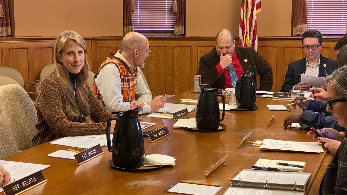 Wisconsin State Rep. Joy Goeben participates in a meeting of the Assembly Committee on Regulation and Licensing.