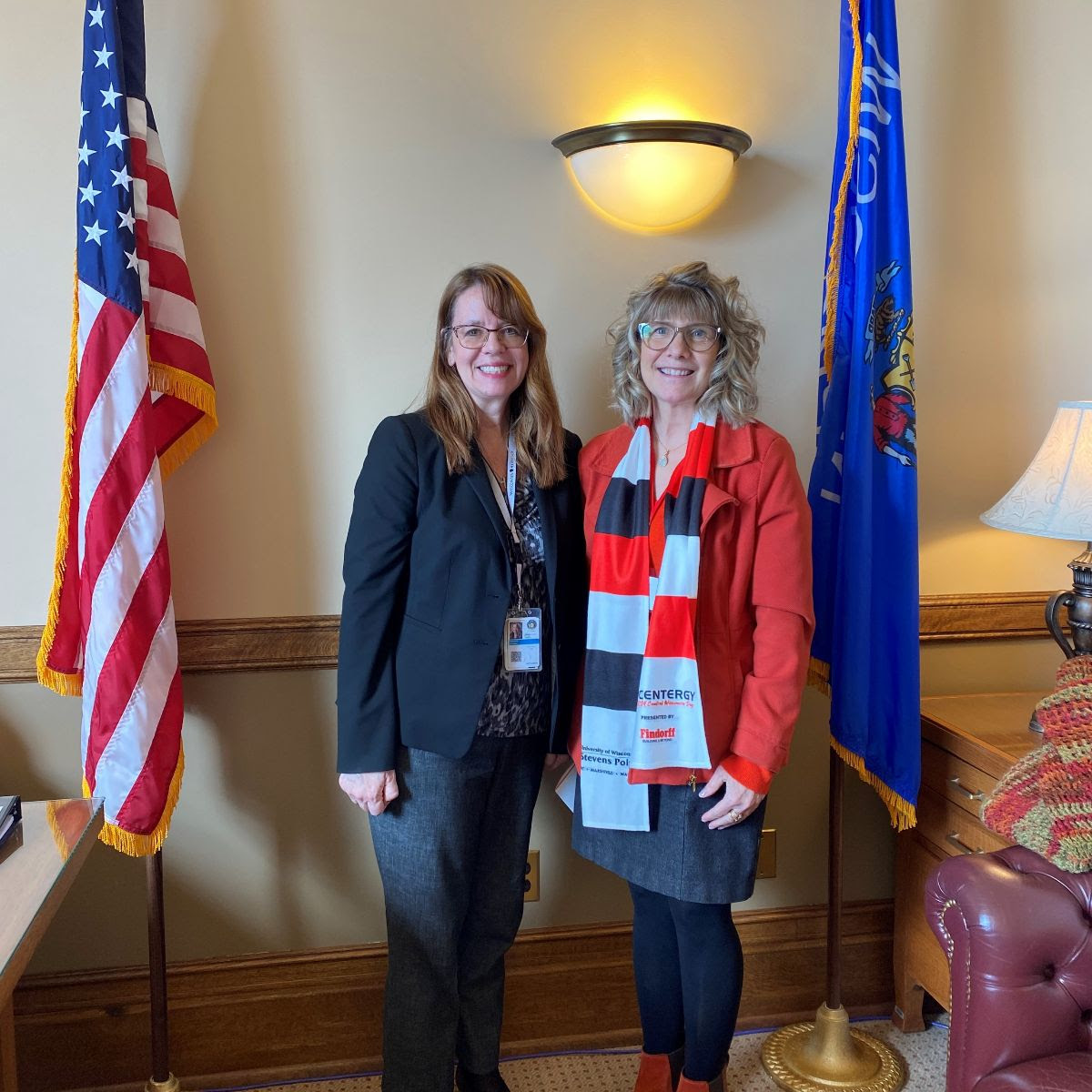 Centergy stopped by Rep. Goeben's office. Chris (left), Rep. Goeben's awesome staffer and Kelly (right) from Central WI Early Education Resources.