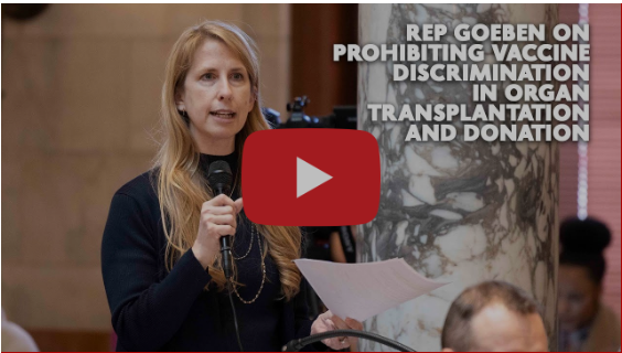 Wisconsin State Rep. Joy Goeben delivered a floor speech on her bill to protect organ transplant and donor patients from vaccine discrimination. 