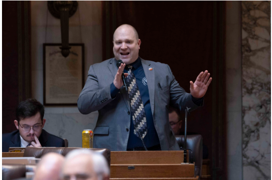 Wisconsin State Rep. Shae Sortwell addresses the General Assembly on January 25, 2024.