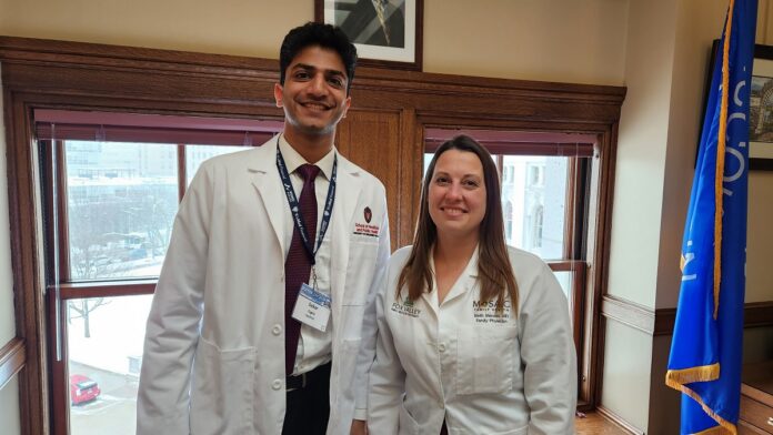 Sakar Gupta and Beth Menzel visited the office as part of Wisconsin Doctor Day 2024.