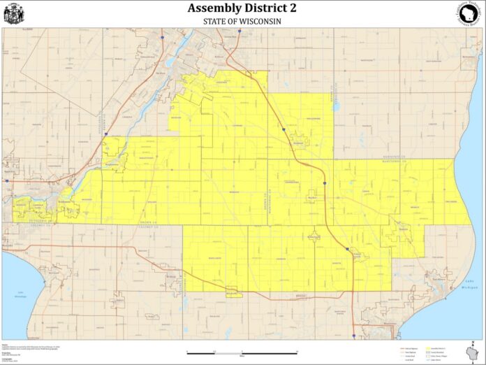 The new map for the State of Wisconsin's 2nd Assembly District.