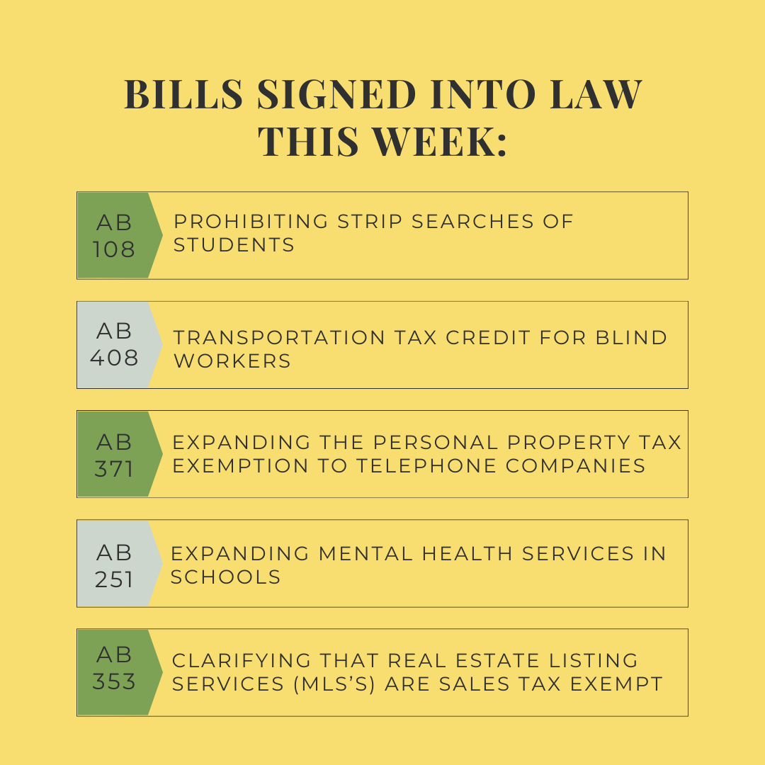 Five of Wisconsin State Rep. Dave Steffen's bills from this session were signed into law this week, ranging from expanding mental health resources in schools to providing greater opportunity for visually impaired individuals to participate in the workforce. 