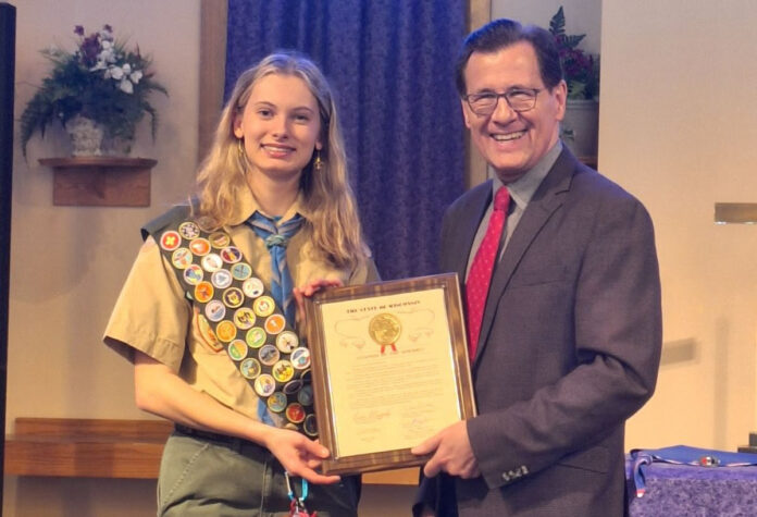 Wisconsin State Rep. Dave Murphy attended the Court of Honor for Eagle Scout Kate Hutchinson.