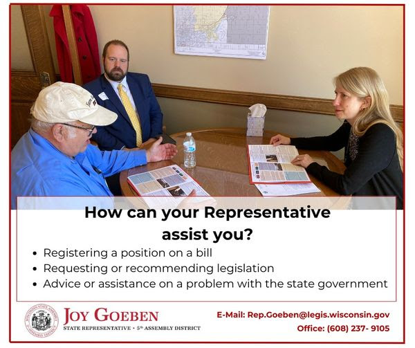 How can Wisconsin State Rep. Joy Goeben assist you?