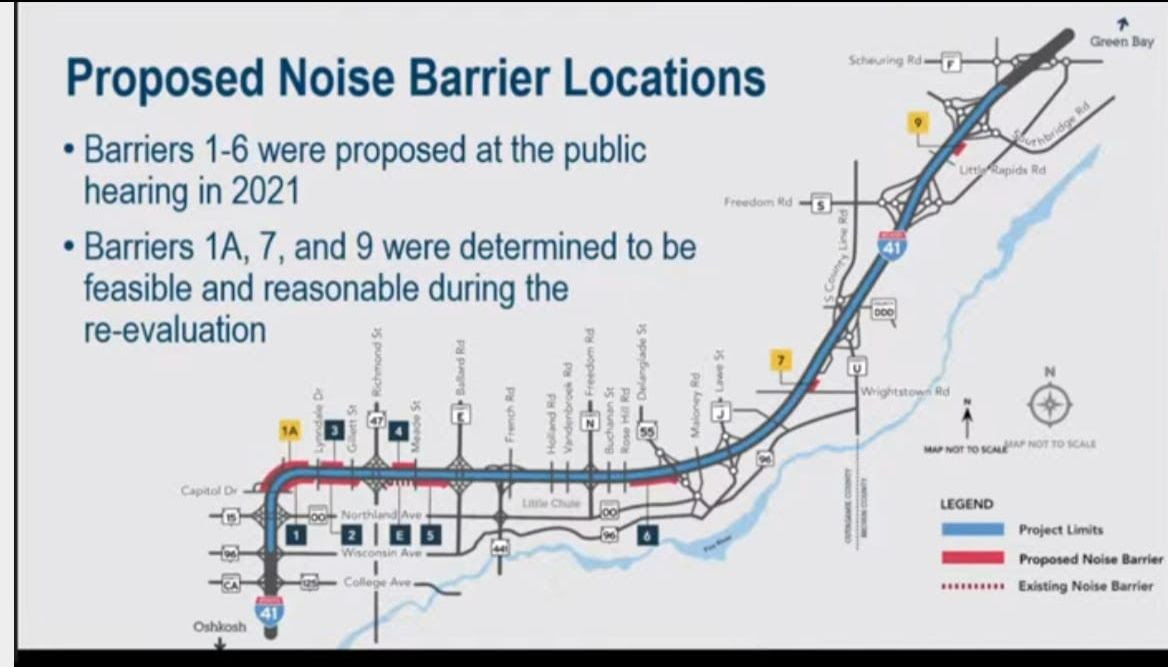 The I-41 project plans to begin construction in early 2024. The project will reconstruct and expand 23 miles of I-41 from four lanes to six lanes between WIS 96 (Wisconsin Avenue) in Appleton and County F (Scheuring Road) in De Pere.