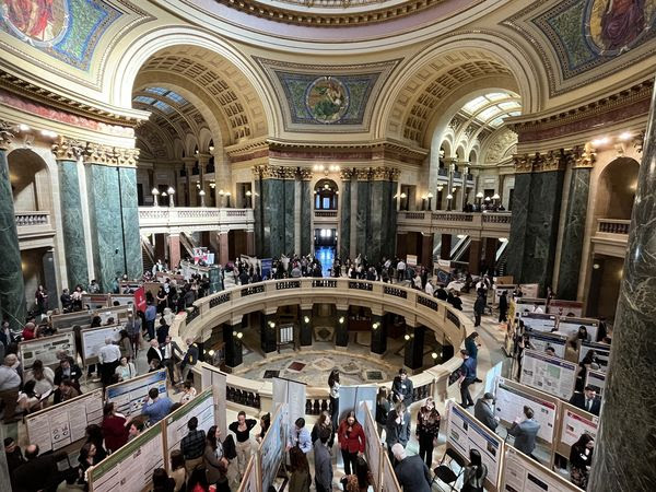 Nearly 160 students from the UW System showcased their research in the Capitol for the 20th Annual Research in the Rotunda Event.