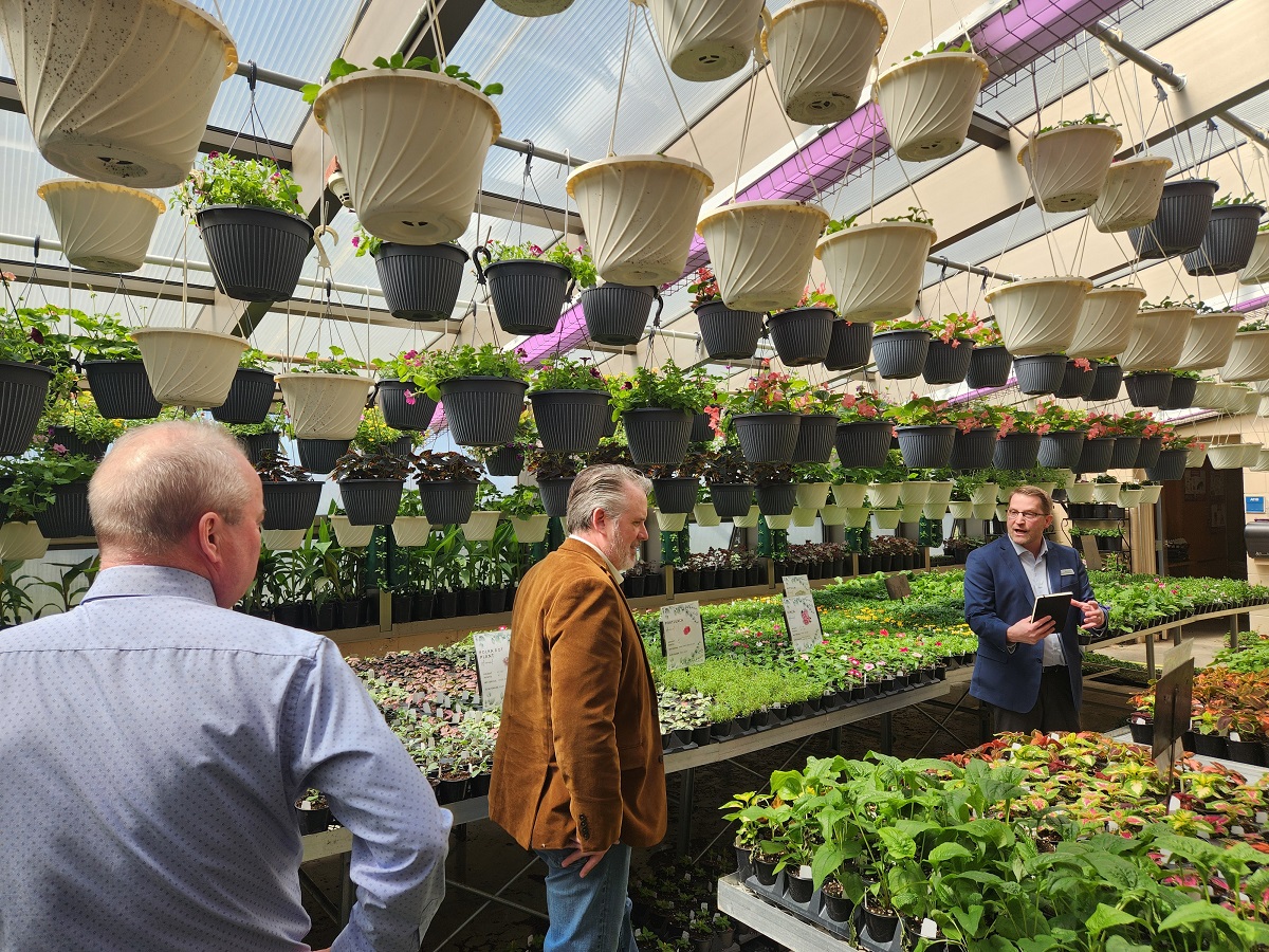 Wisconsin State Rep. David Steffen toured Bay Port High School in Howard, including its student-run greenhouse.