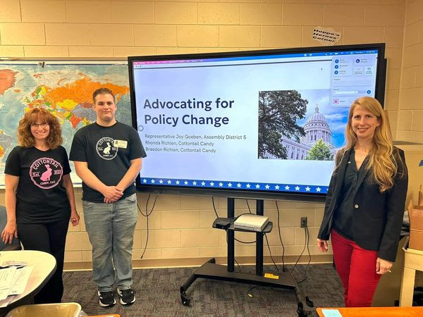 Cottontail Candy, LLC and Bay Port High School's AP Government class invited Wisconsin State Rep. Joy Goeben to speak.