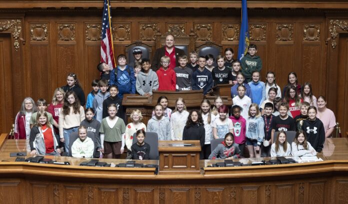 Students from Foxview Intermediate school visited State Wisconsin State Rep. Shae Sortwell at the Capitol in Madison.