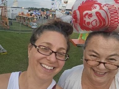 Wisconsin State Sen. Rachael Cabral-Guevara and her mom at the Waupaca County Fair.