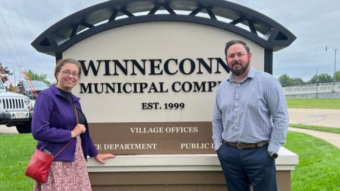 Wisconsin State Sen. Rachael Cabral-Guevara met with Winneconne Village Administrator Logan Fuller.