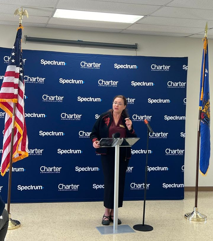 Wisconsin State Sen. Rachael Cabral-Guevara gave remarks at the Charter Communications event.