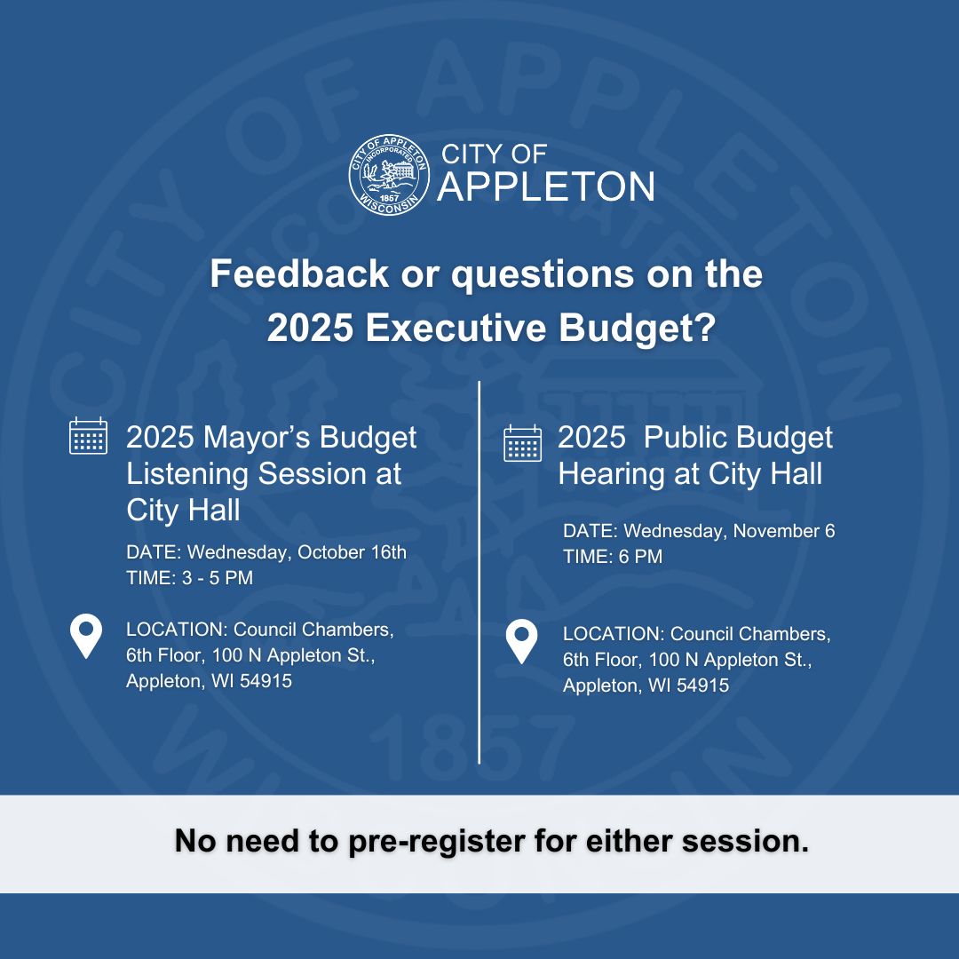 Taxpayers in the City of Appleton have two opportunities to be heard on the mayor's proposed 2025 budget.