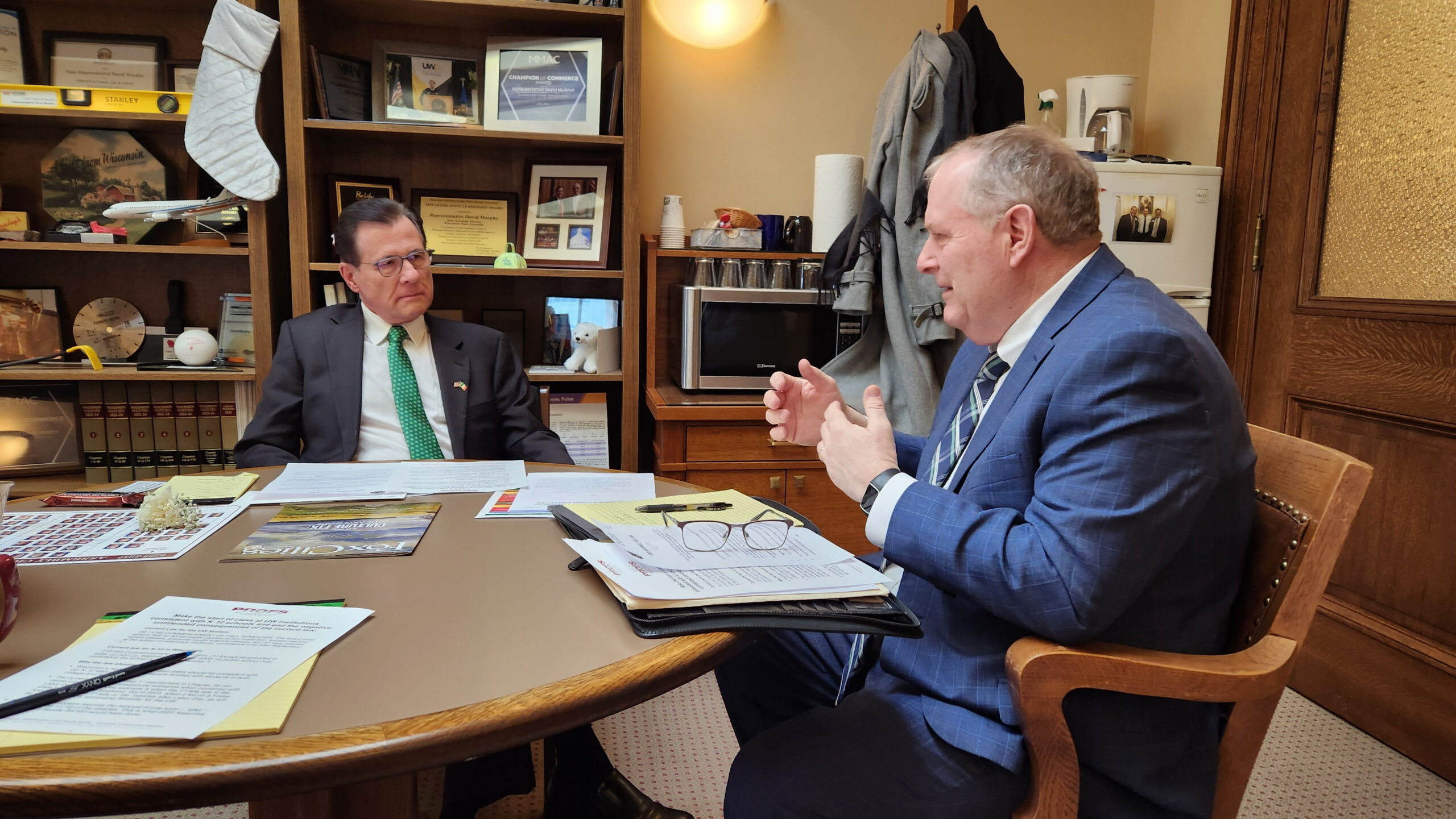 Jack O’Meara stopped by Wisconsin State Rep. Dave Murphy's office this week on behalf of UW-Madison faculty to discuss uniform start times for UW-System universities.