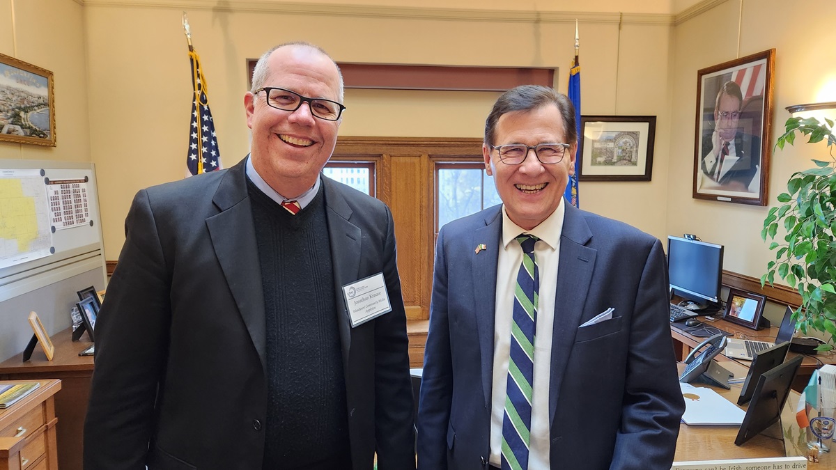 Jonathan Krause from WHBY radio visited the office Wednesday as part of the Wisconsin Broadcasters legislative day.