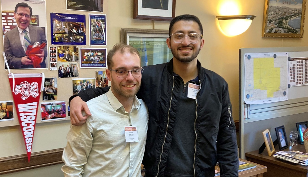 Nathan from Hortonville and Hassan from Appleton are both seniors in nursing programs. They visited Wisconsin State Rep. Dave Murphy's office as part of the Wisconsin Nurses Association Day at the Capitol.