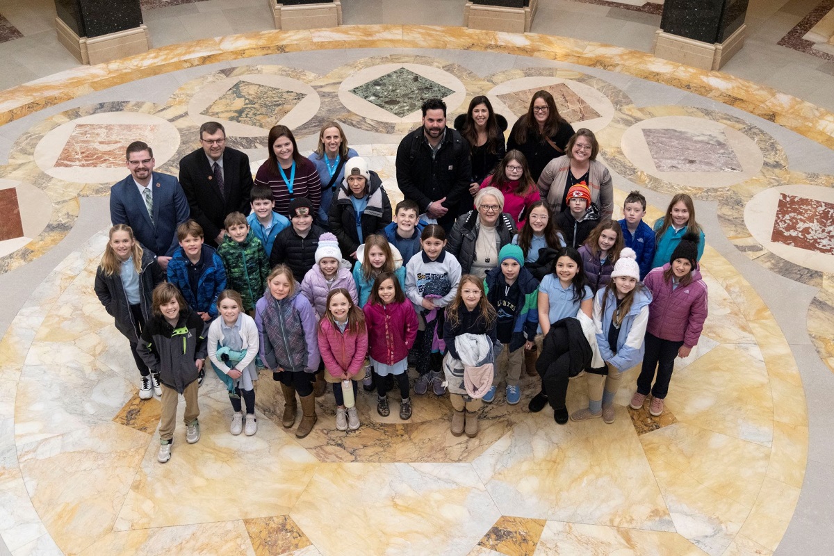 4th graders from St. Gabriel and St. Margaret Mary visited the Wisconsin State Capitol. Reps. Nate Gustafson and Dean Kaufert met them on their tour.