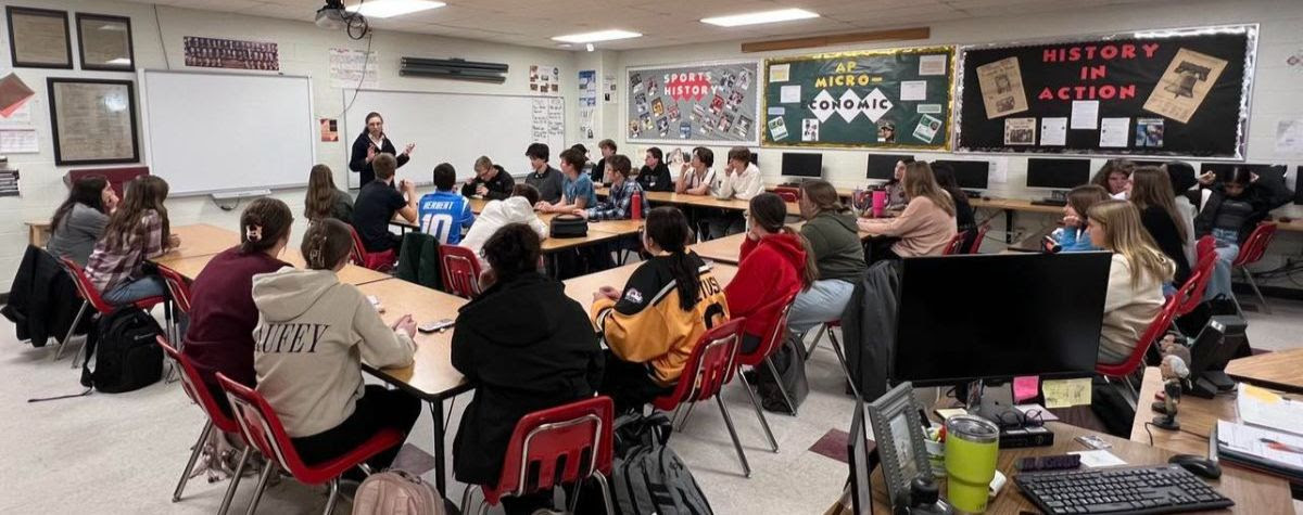 Wisconsin State Sen. Rachael Cabral-Guevara stopped by to visit the Hortonville High School Youth in Government class.