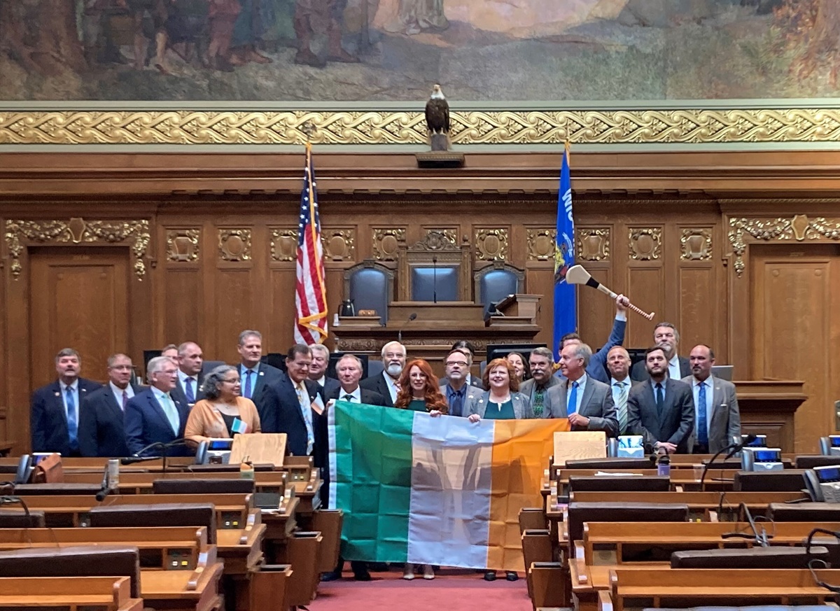 On Thursday the Assembly passed my resolution 2025 Assembly Resolution 5 honoring St. Patrick's day. The picture above is a photo after the vote featuring the Assembly members of the Wisconsin Irish Caucus. 